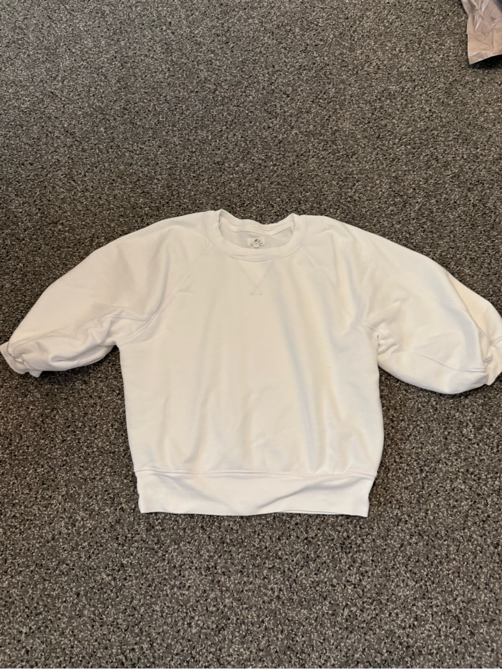 aerie White Puff Sleeve Sweatshirt